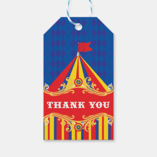 Circus-födelsedagsfesten gynnar märkre av gåvor, t presentetikett