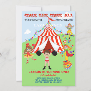 Circus födelsedagsinbjudan, inbjudan. inbjudningar