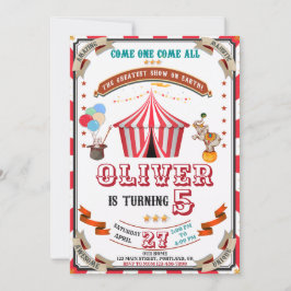 Circus-födelsedagsinbjudan Vintage Karnival-barn Inbjudningar