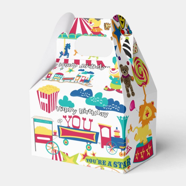Circus för karnival av grattis på födelsedagen-gab presentaskar (Framsidan Sidan)