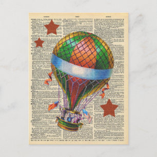 Circus för Luftballong av vintage Dictionary- Vykort