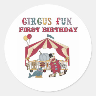 Circus Första födelsedag Runt Klistermärke