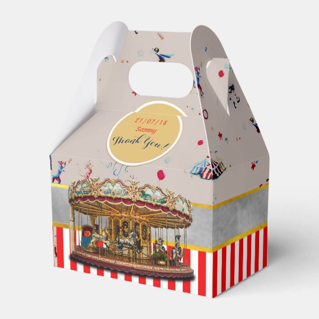 CIRCUS Gable Boxes Vintage Carousel Personlig Presentaskar (Framsidan Sidan)