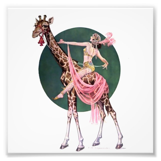 “Circus Giraffe Rider” by FX Leyendecker Fototryck (Framsidan)