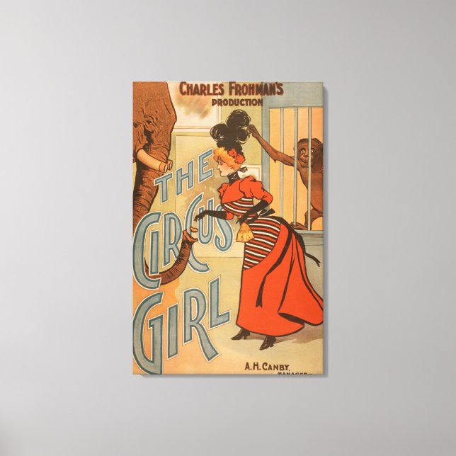 Circus Girl - Matande elefant och apa Canvastryck (Framsida)