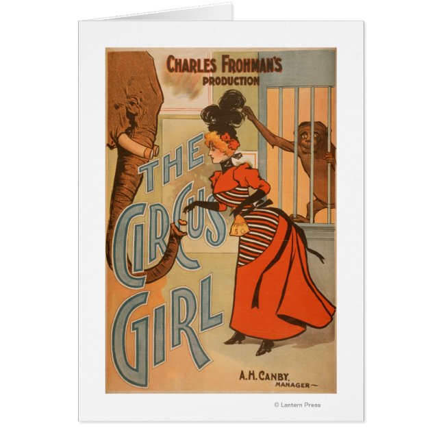 Circus Girl - Matande elefant och apa Hälsningskort (Framsidan)