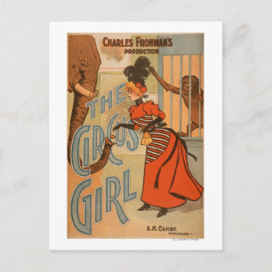 Circus Girl - Matande elefant och apa Vykort