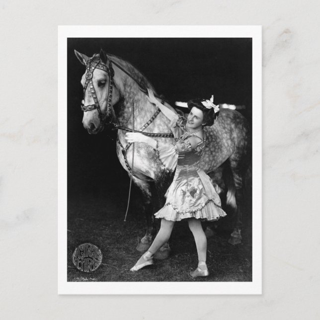 Circus Girl with Horse, 1908 Vykort (Framsida)