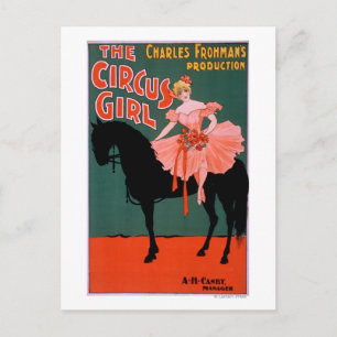 Circus Girl - Woman on Horse Theatrical Vykort
