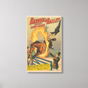 Circus-häst som passerar genom en flamande Ring Canvastryck