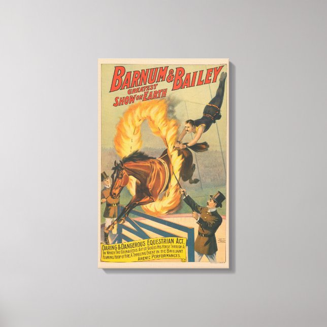 Circus-häst som passerar genom en flamande Ring Canvastryck (Framsida)