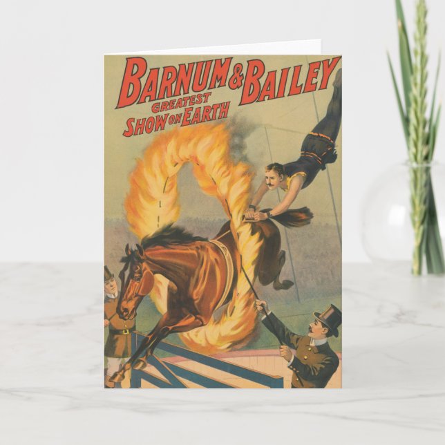 Circus-häst som passerar genom en flamande Ring Kort (Framsida)