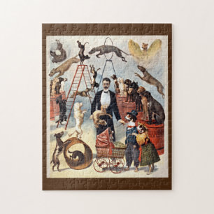 Circus Hundar vintage illustration Pussel