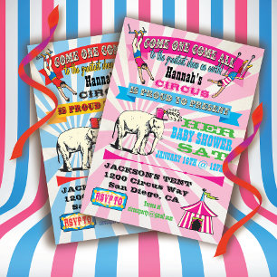 Circus-inbjudningar till babyvisningsprogram inbjudningar