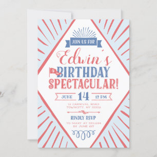 Circus Karnival Typografisk födelsedag spektakulär Inbjudningar