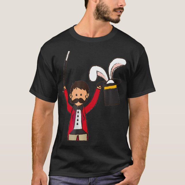 CIRCUS MAGICIAN MED KINIT TOP HAT T SHIRT (Framsida)