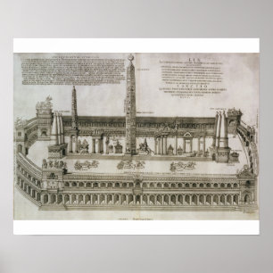 Circus Maximus-planen, Rom, graverad av Poster