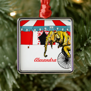 Circus Memorabilia in minne av Circus Elephants Julgransprydnad Metall