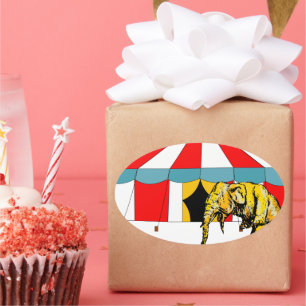 Circus Memorabilia in minne av Circus Elephants Ovalt Klistermärke