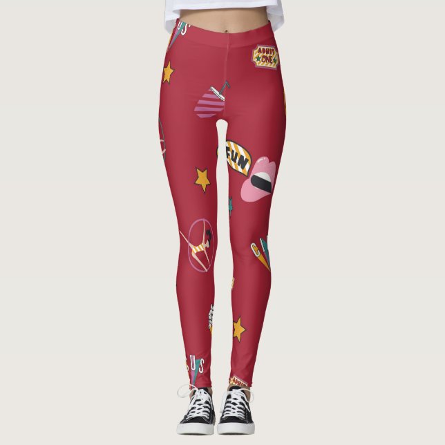 Circus mönster-balkar leggings (Framsida)