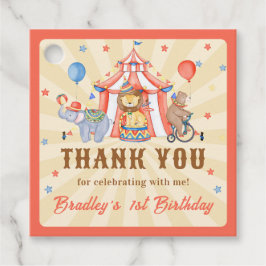 Circus Party Animals Carnival Birthday Tack Gåvor Etiketter