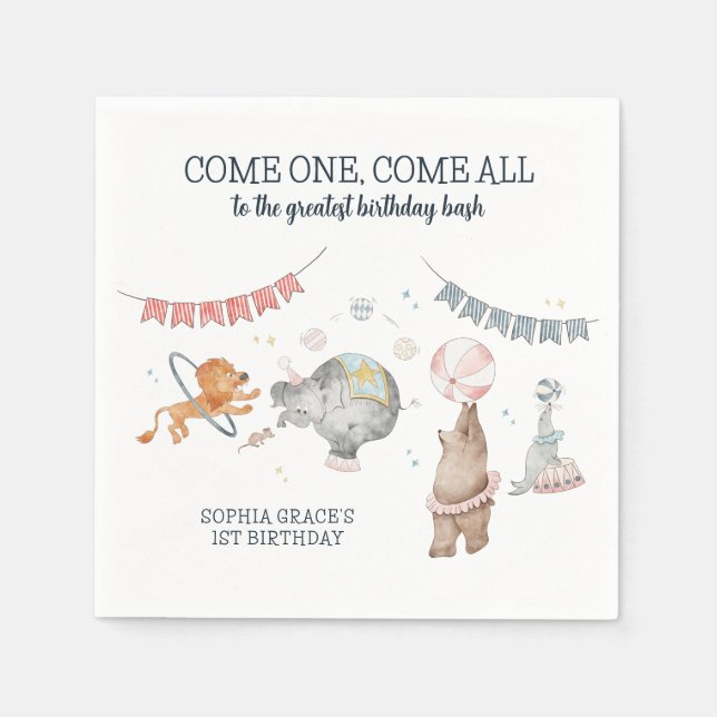 Circus Party-karnival Tema 1:a födelsedag Pappersservett (Framsidan)