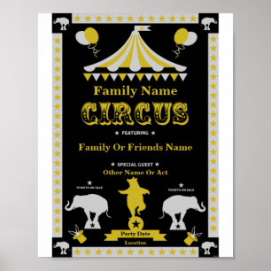 Circus Party Poster och kort