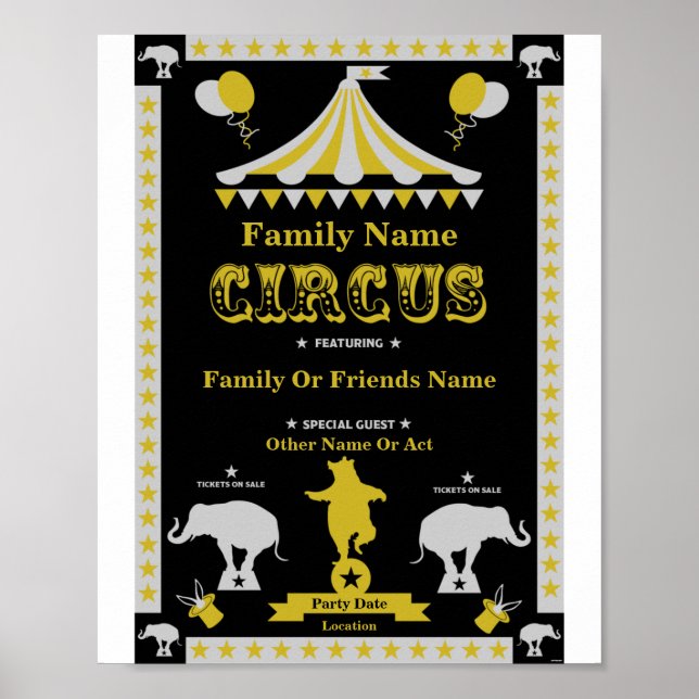 Circus Party Poster och kort (Framsidan)