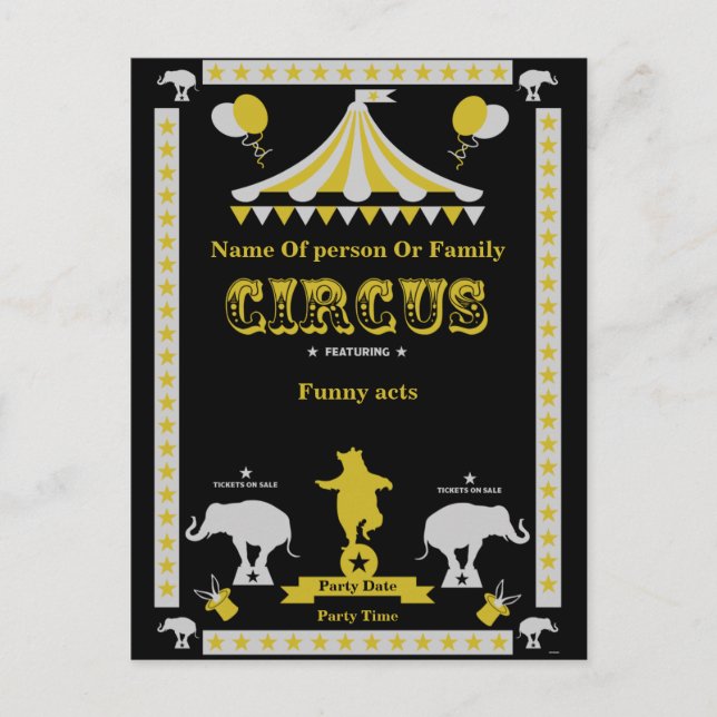 Circus Party Poster och kort (Framsida)