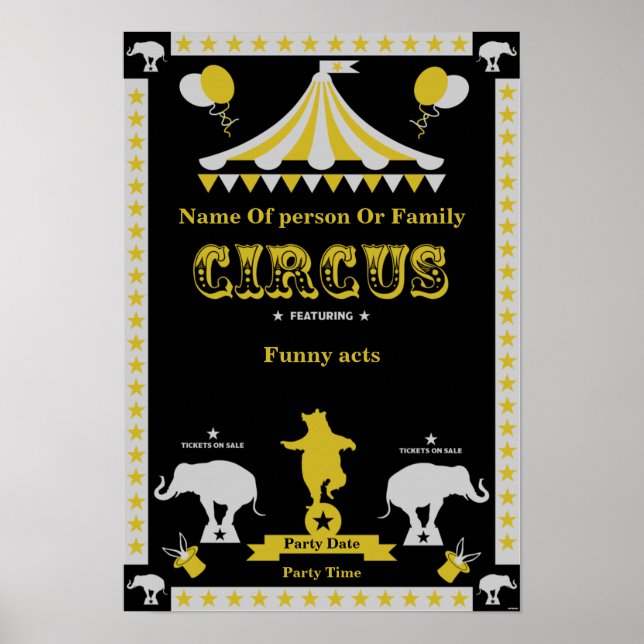 Circus Party Poster och kort (Framsidan)