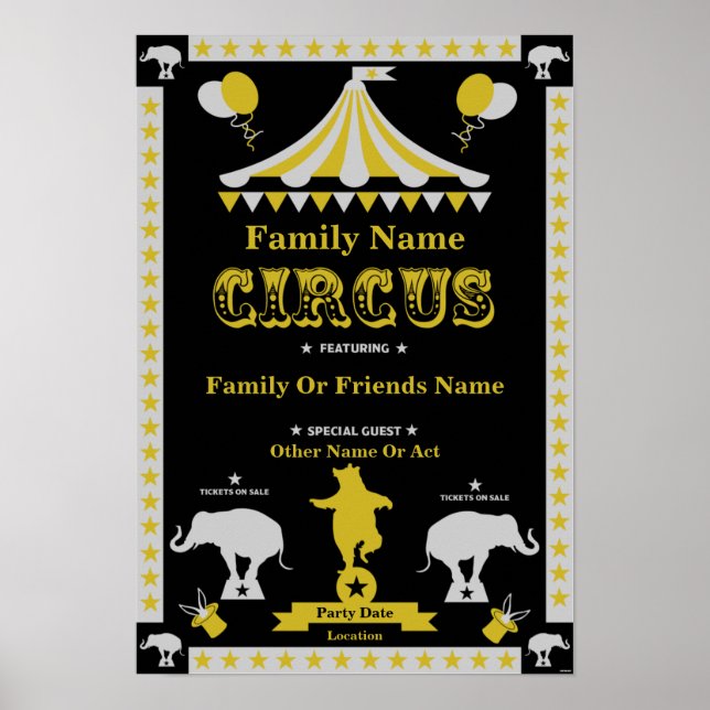Circus Party Poster och kort (Framsidan)