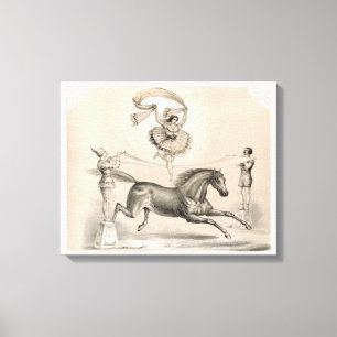 Circus Performer-jumpning över ett stort band Canvastryck