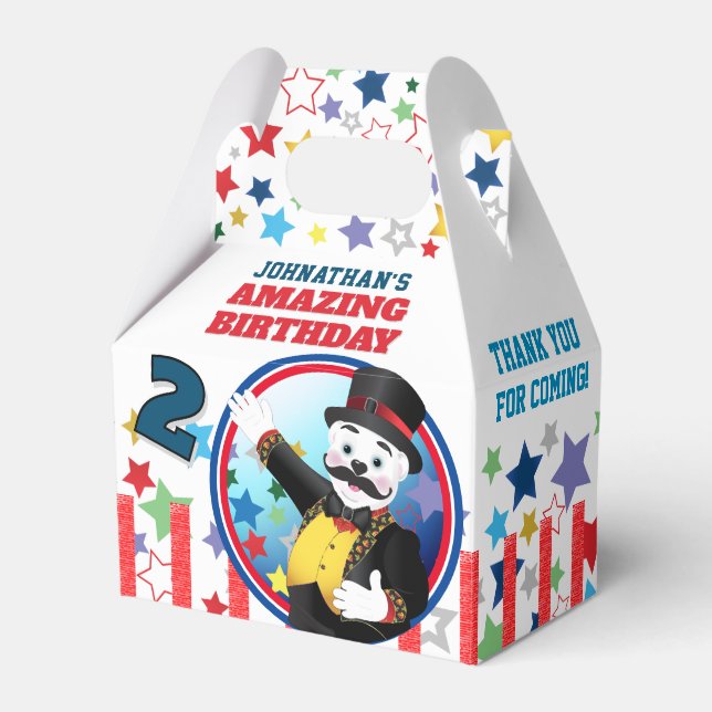Circus Polar Bear Ringmaster Favor Boxes Presentaskar (Framsidan Sidan)