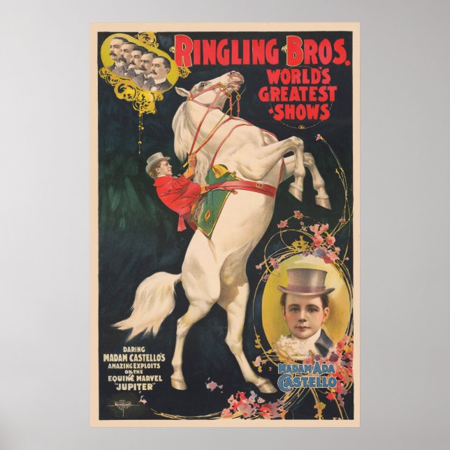 Circus Poster Ada Castello på en häst (Framsidan)