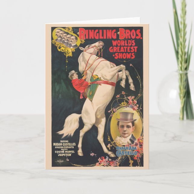 Circus Poster Ada Castello på en häst Kort (Framsida)