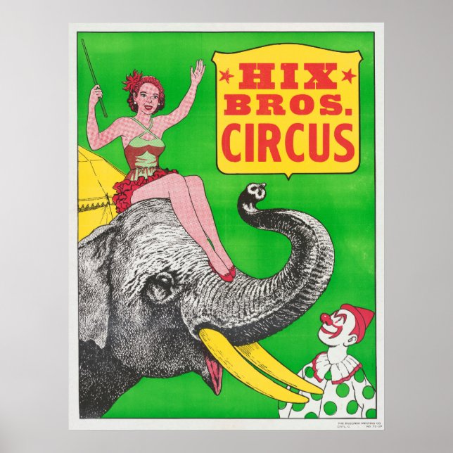 Circus Poster att visa en kvinna och ridande elefa (Framsidan)