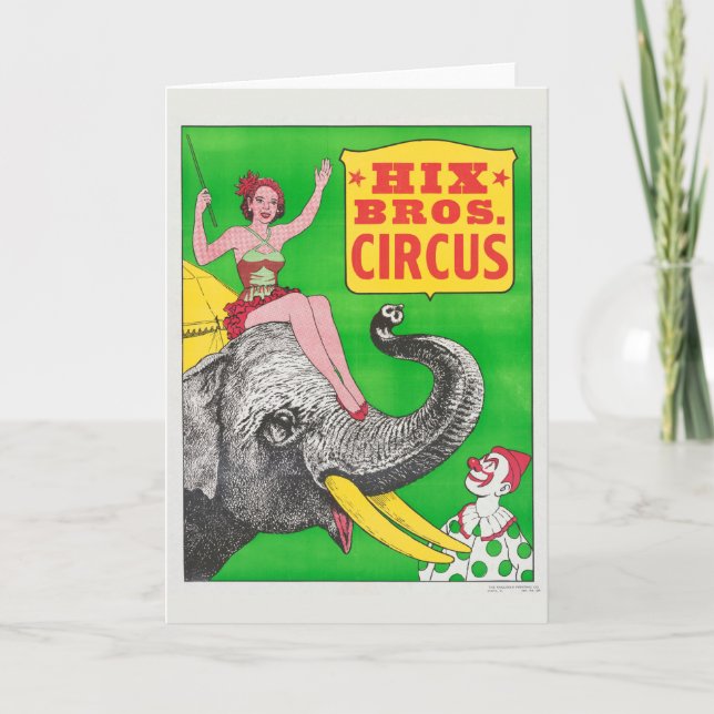 Circus Poster att visa en kvinna och ridande elefa Kort (Framsida)
