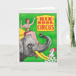 Circus Poster att visa en kvinna och ridande elefa Kort