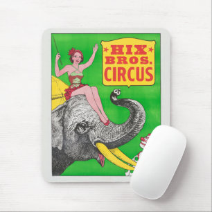 Circus Poster att visa en kvinna och ridande elefa Musmatta