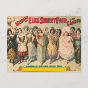 Circus Poster att visa kvinnor i nationaldräkten Vykort