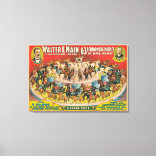 Circus Poster av 63 hästar i en Ring Canvastryck