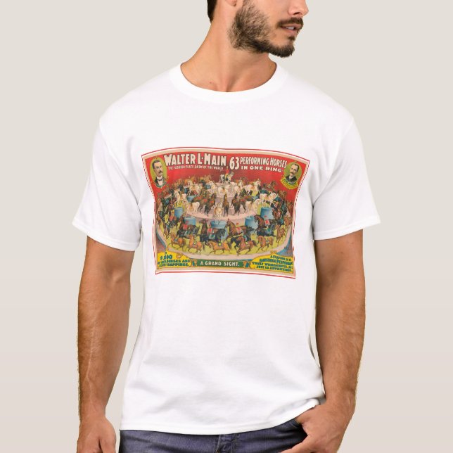 Circus Poster av 63 hästar i en Ring T Shirt (Framsida)