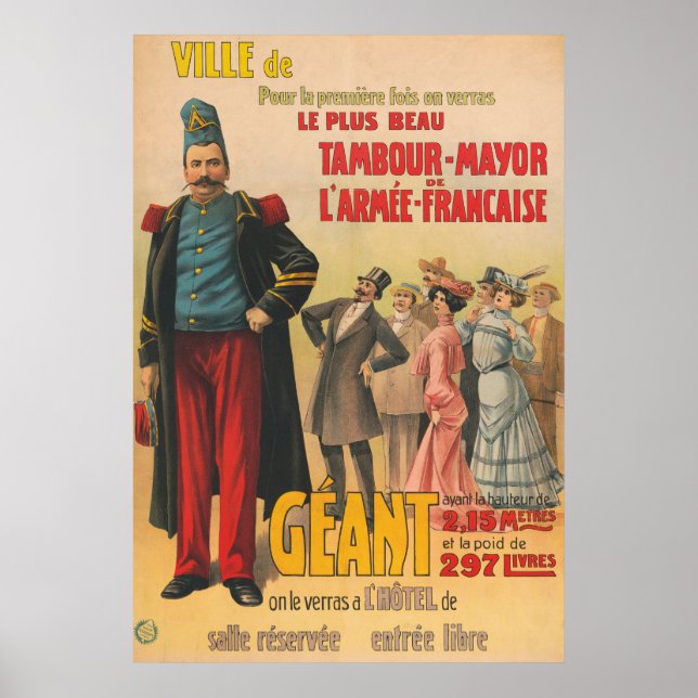 Circus Poster av Crowd som ger en Fransk soldat (Framsidan)
