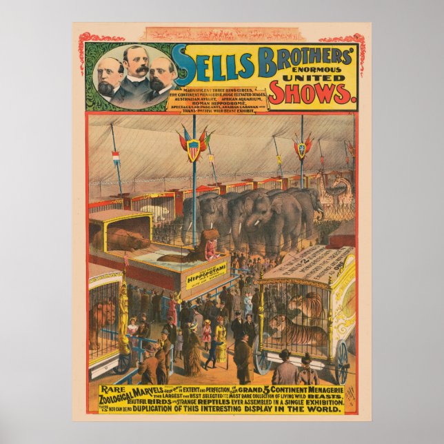 Circus Poster av djur på försök i Tält (Framsidan)