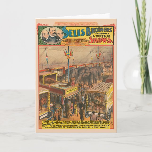 Circus Poster av djur på försök i Tält Kort (Framsida)