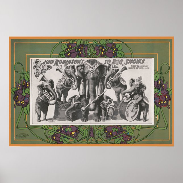 Circus Poster av elefantinstrument (Framsidan)