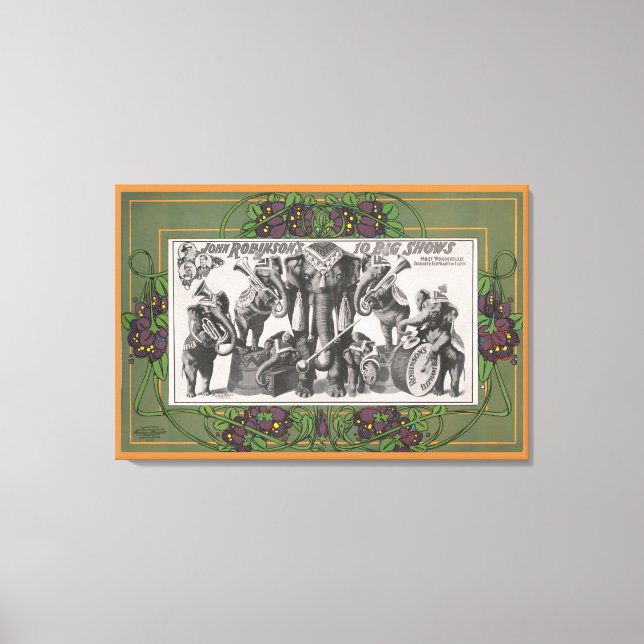 Circus Poster av elefantinstrument Canvastryck (Framsida)