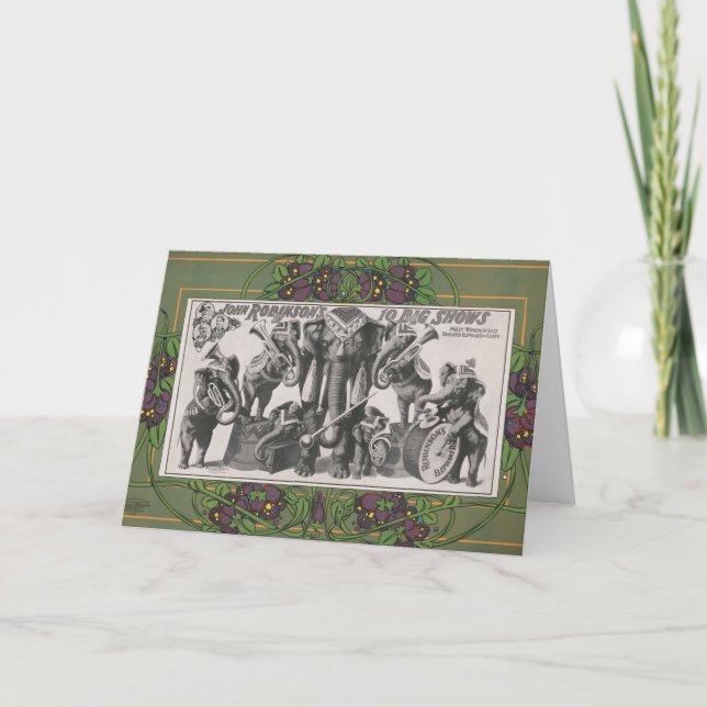 Circus Poster av elefantinstrument Kort (Framsida)