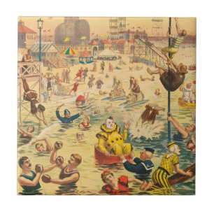 Circus Poster av människor i dräkter som utför Kakelplatta