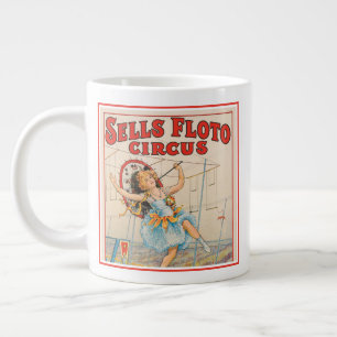 Circus Poster av rät-Rope Walker med parasol Jumbo Mugg